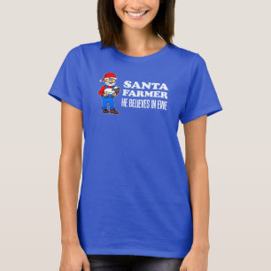 T-shirt Santa Farmer croit en la brebis pun