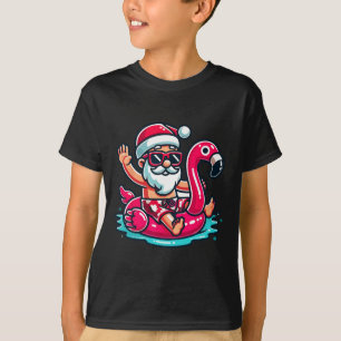T-shirt Santa Flamant Floatie Plage Noël drôle de Noël en 