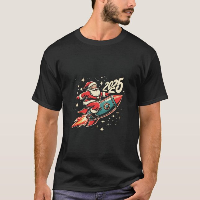 T-shirt Santa flying to new year  (Devant)