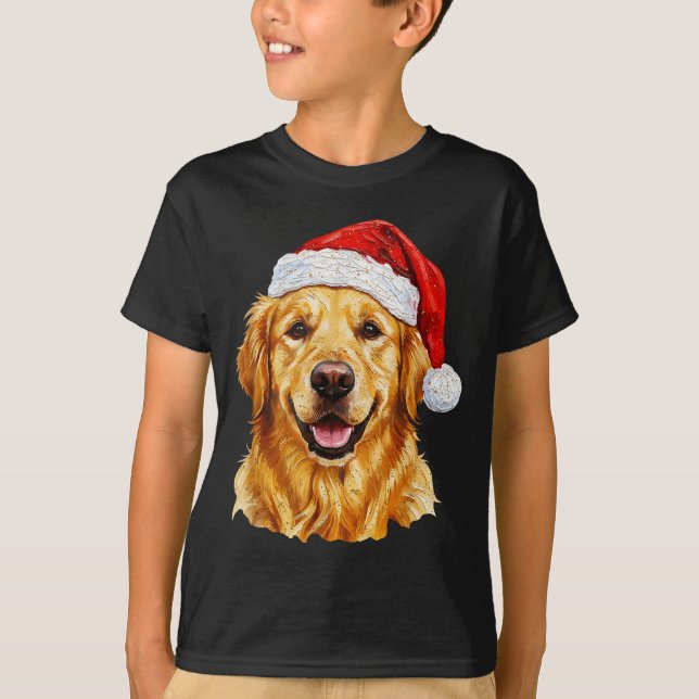 T-shirt Santa Golden Retriever Christmas Golden Retriever  (Devant)