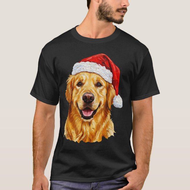 T-shirt Santa Golden Retriever Christmas Golden Retriever  (Devant)