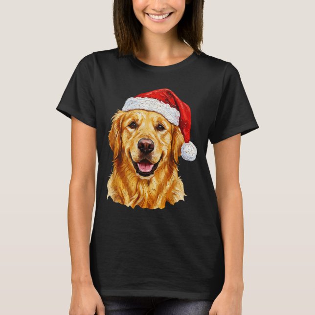 T-shirt Santa Golden Retriever Christmas Golden Retriever  (Devant)