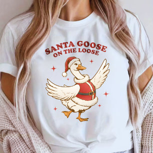 T-shirt Santa Goose en liberté – Oie de Noël