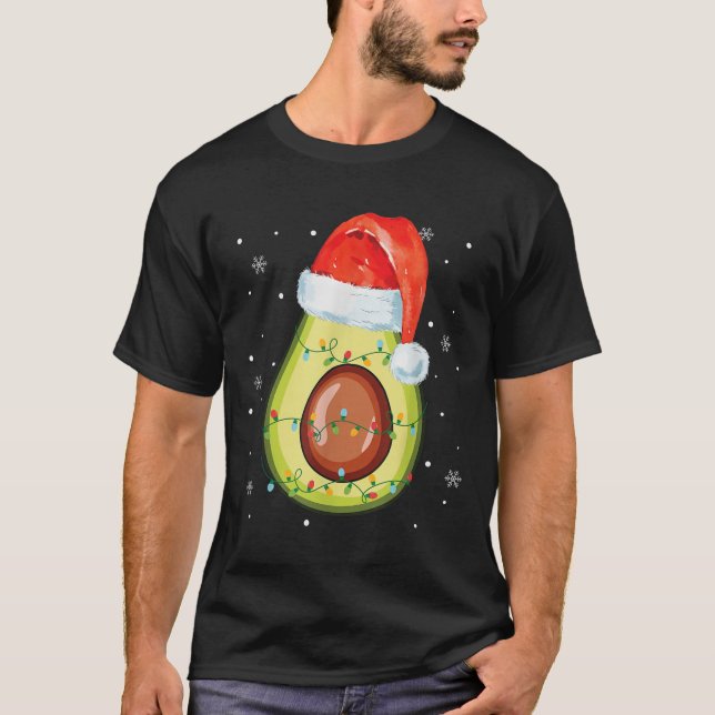 T-shirt Santa Hat Avocado Joyeux Noël Vegan Pajama (Devant)