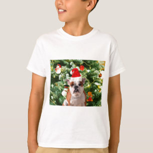 T-shirt Santa Hat Bulldog Christmas Tree Snowman boîte cad