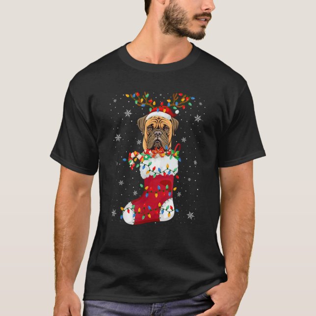 T-shirt Santa Hat Bullmastiff Chien Chien Chien En Chausse (Devant)
