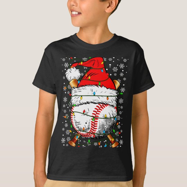 T-shirt Santa Hat Christmas Baseball Player Srts For Men B (Devant)