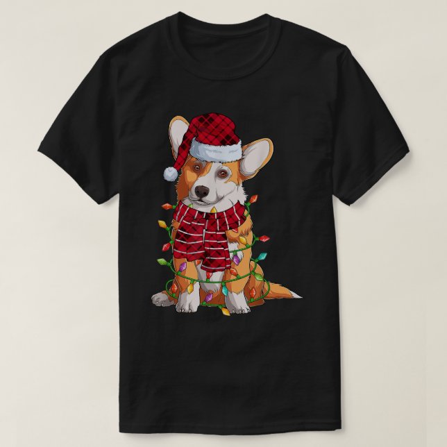 T-shirt Santa Hat Corgi Dog Christmas Pajamas Xmas PJ Men  (Design devant)