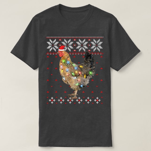 T-shirt Santa Hat Feux de Noël Poulet, Drôle Noël Tr (Design devant)
