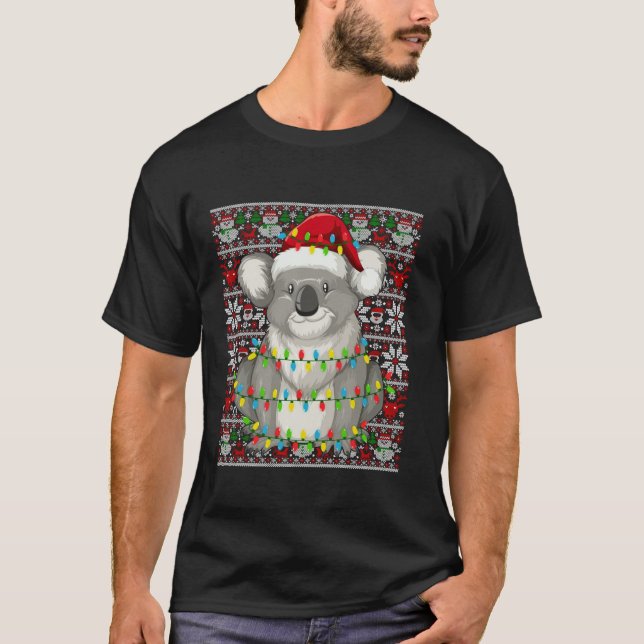 T-shirt Santa Hat Gros Noël Hommes Femmes Enfants Koala (Devant)
