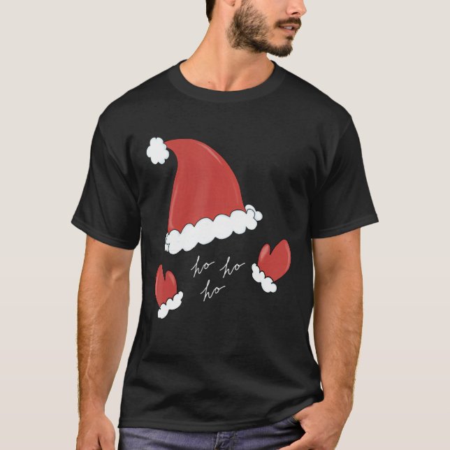 T-shirt Santa Hat Mittens Hohoho Douleur moche Appar Famil (Devant)