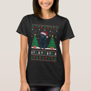 T-shirt Santa Hat Newfoundland Dog Xmas Tree Lights S