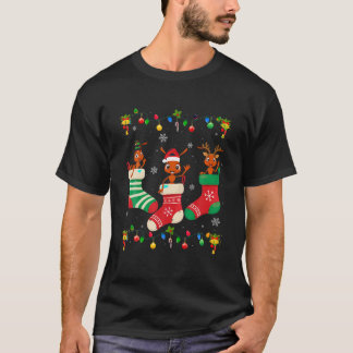 T-shirt Santa Hat Noël Lumière drôle Trois fourmi à Noël
