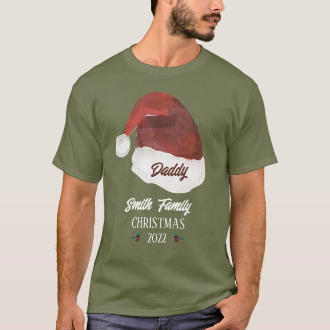 T-shirt Santa Hat Papa Famille Monogramme Noël (Devant)