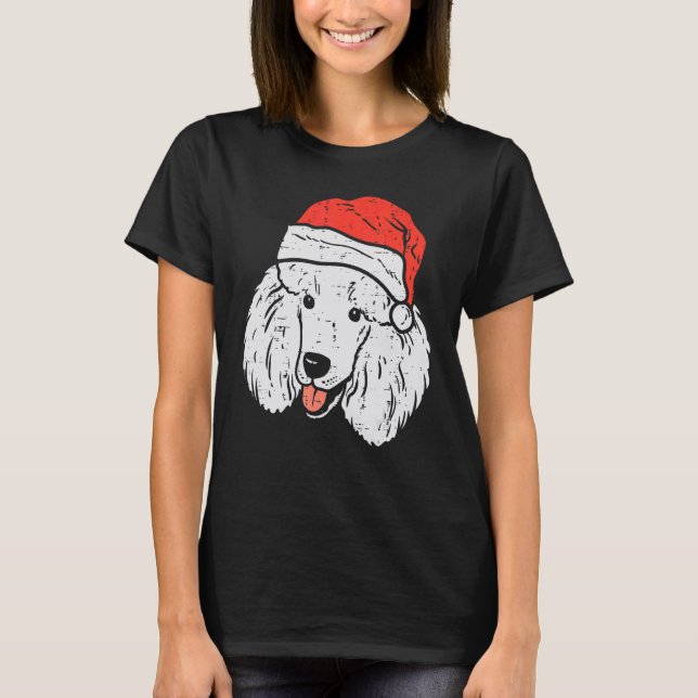T-shirt Santa Hat Poodle Christmas Xmas Dog  Owner Men Wom (Devant)