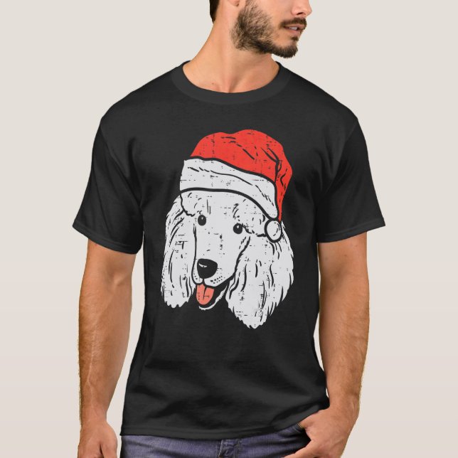 T-shirt Santa Hat Poodle Christmas Xmas Dog  Owner Men Wom (Devant)
