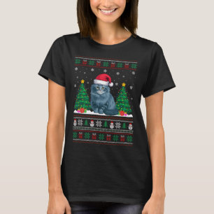 T-shirt Santa Hat Ragdoll Chat Noël Les lumières de l'arbr