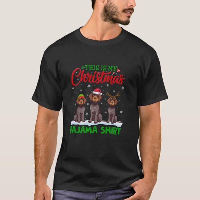 T-shirt Santa Hat Reindeer Allemand À poils durs Pointer C (Devant)