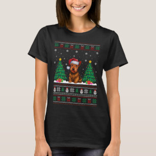 T-shirt Santa Hat Scottish Terrier Dog Xmas Tree Lumières
