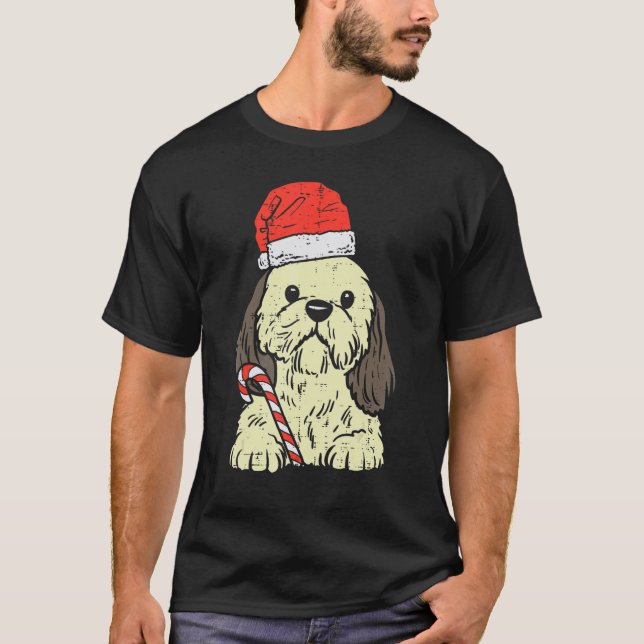 T-shirt Santa Hat Shih Tzu Dog Christmas Xmas Men Women (Devant)