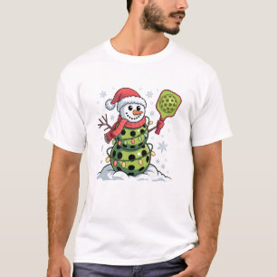 T-shirt Santa Hat Snowman Noël Funny Pickleball