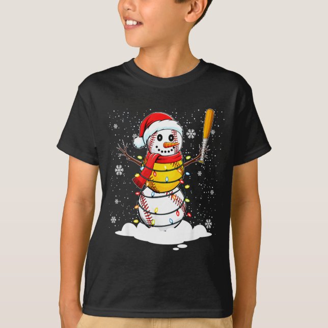T-shirt Santa Hat Snowman Xmas Funny Baseball Softball Chr (Devant)