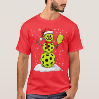 T-shirt Santa Hat Snowman Xmas Funny Pickleball Lover Chri