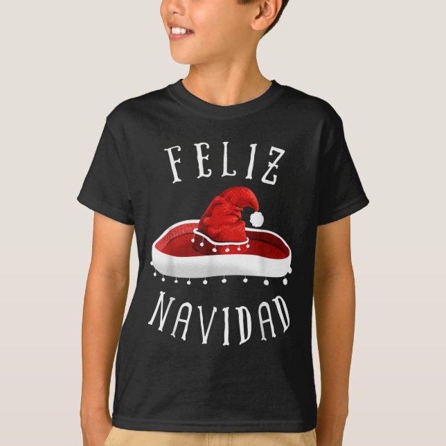 T-shirt Santa Hat Sombrero Christmas Mexico Feliz Navidad  (Devant)