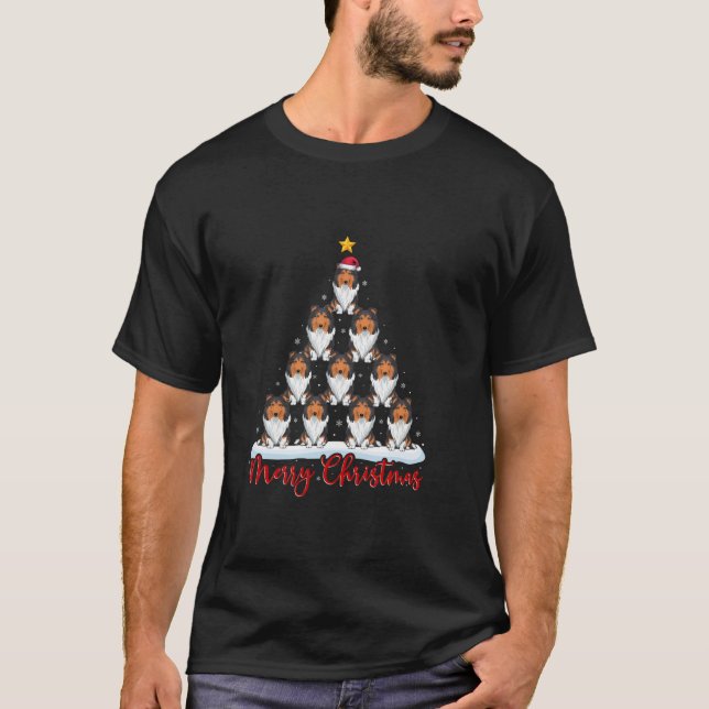 T-shirt Santa Hat Ugly Xmas Funny Rough Collie Chien Chris (Devant)
