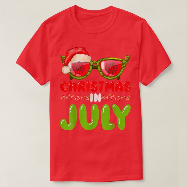 T-shirt Santa Hat Watermelon Lunettes de soleil Noël En Ju (Design devant)