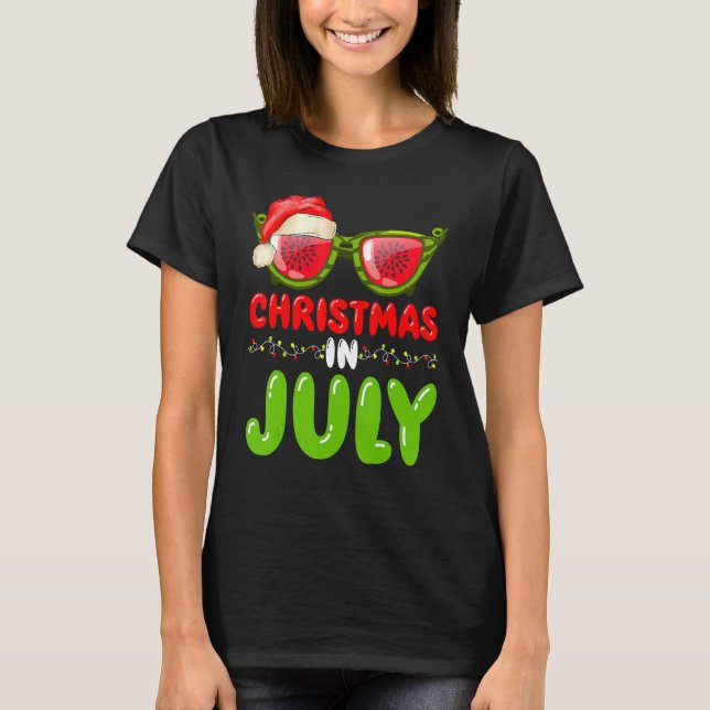 T-shirt Santa Hat Watermelon Lunettes de soleil Noël En Ju (Devant)