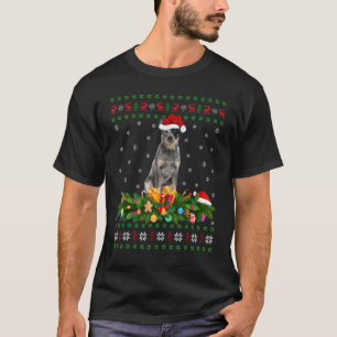T-shirt Santa Hat Xmas Éclairage laide chien de bétail aus