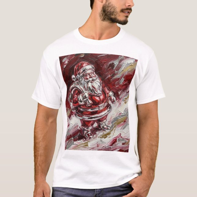 T-shirt Santa in Motion – Painterly Holiday Spirit (Devant)