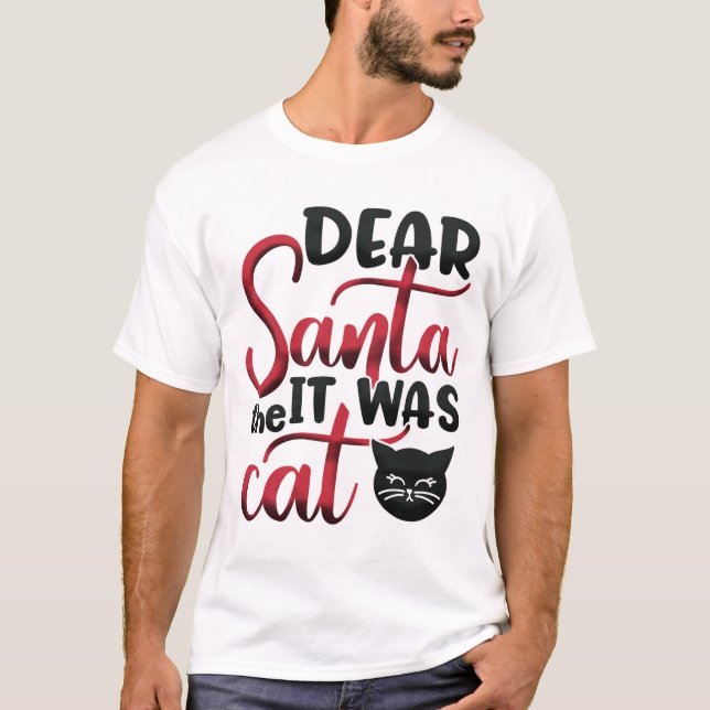 T-shirt Santa it was the Cat (Devant)