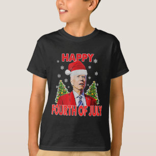T-shirt Santa Joe Biden Joyeux 4 juillet Drôle de Noël