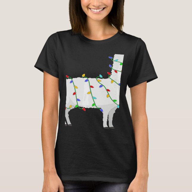T-shirt Santa Llama Christmas Lights Llama Xmas (Devant)