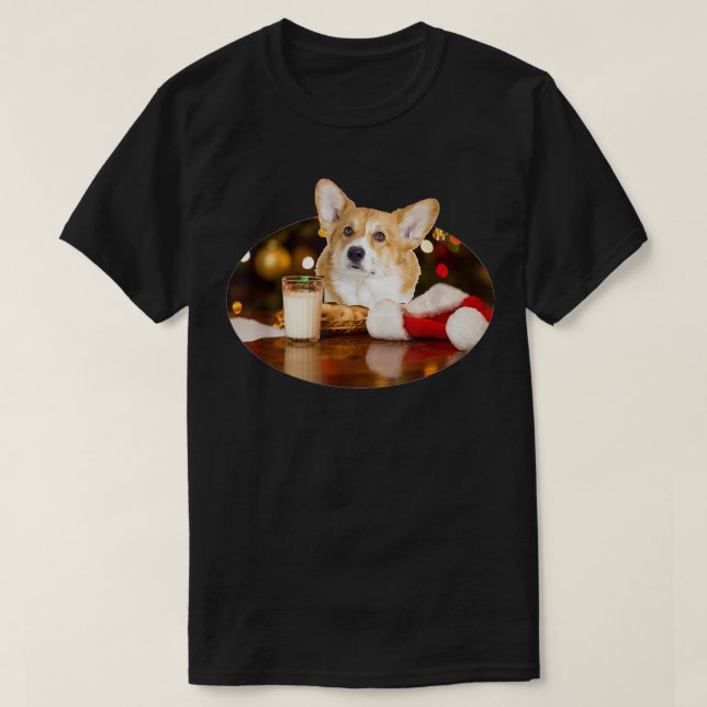 T-shirt Santa Milk n Cookies Dog Corgi  (Design devant)