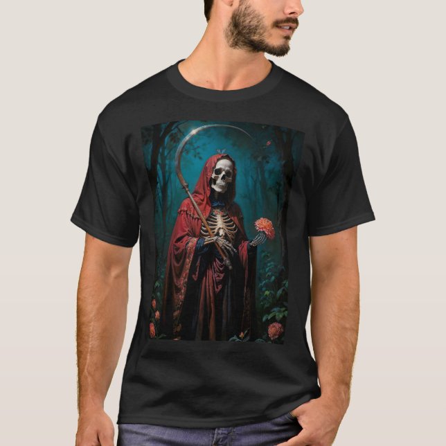 T-shirt Santa Muerte Robe Rouge (Devant)