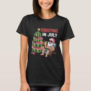 T-shirt Santa Noël en Juillet Plage Pastèque Enfants Tout-