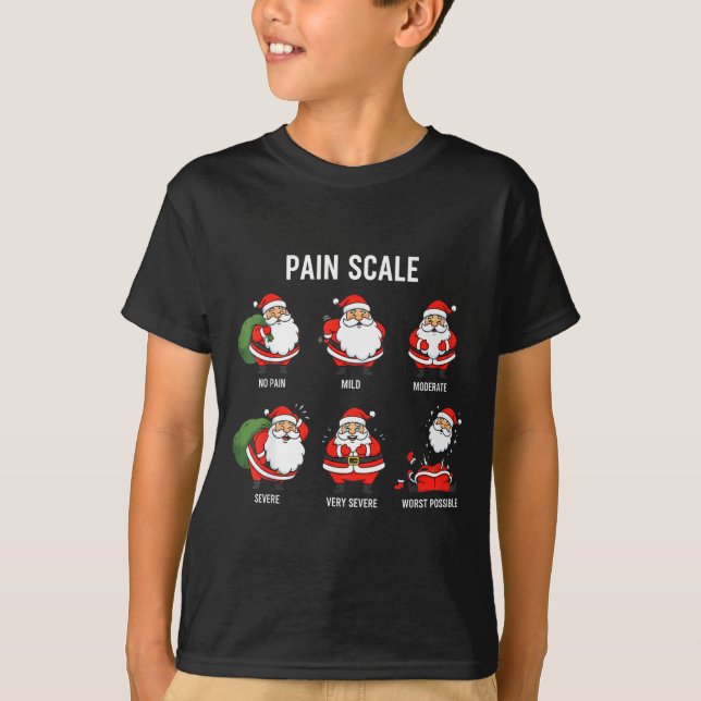 T-shirt Santa Pain Scale Funny Christmas Design For Nurse  (Devant)
