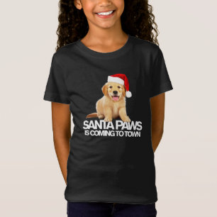 T-Shirt SANTA PAWS ARRIVE EN VILLE nouveau chiot Noël 