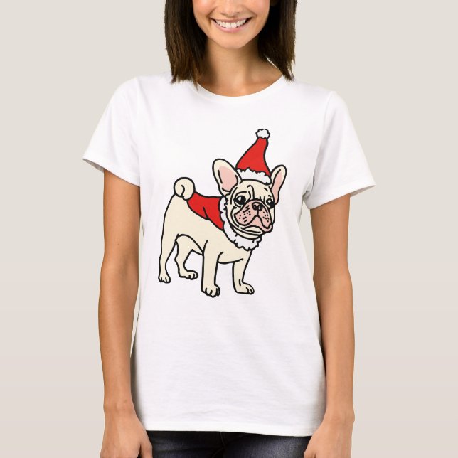 T-shirt Santa Paws Frenchie Christmas (Devant)