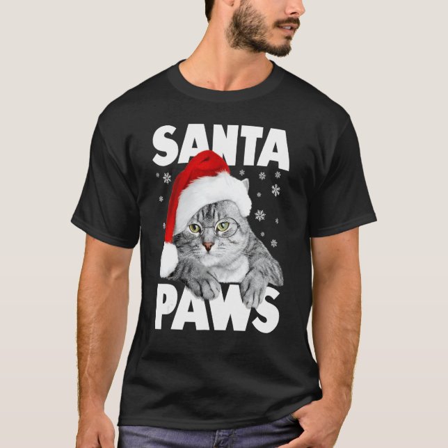 T-shirt Santa Paws Kitty Chat de Noël Drôle 1 (Devant)