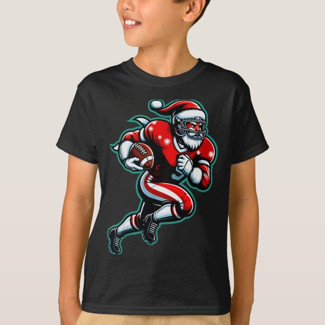 T-shirt Santa Playing American Football Christmas Women Me (Devant)