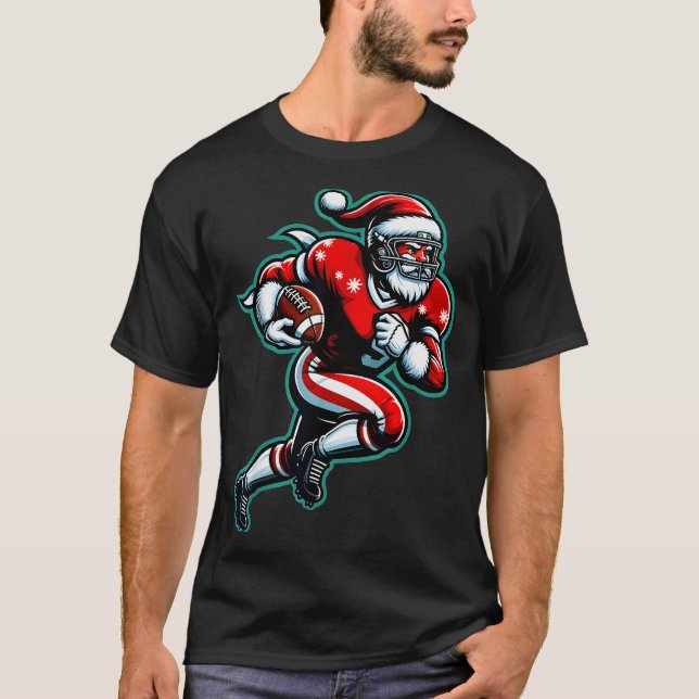 T-shirt Santa Playing American Football Christmas Women Me (Devant)