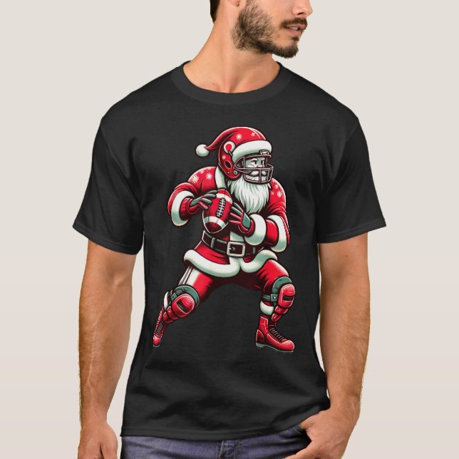 T-shirt Santa Playing American Football Christmas Women Me (Devant)
