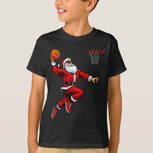 T-shirt Santa Playing Basketball Xmas Funny Christmas Bask (Devant)