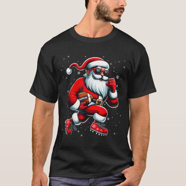 T-shirt Santa Playing Football Men Boys Christmas Football (Devant)