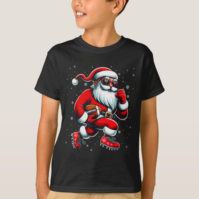 T-shirt Santa Playing Football Men Boys Christmas Football (Devant)