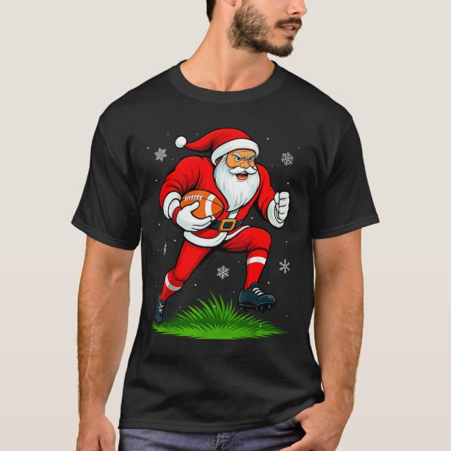 T-shirt Santa Playing Football Xmas Funny Christmas Footba (Devant)